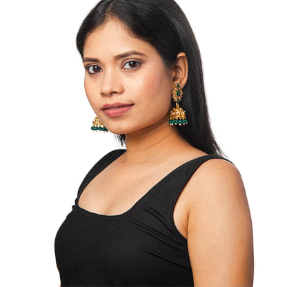 Shining Jewel Antique Gold Plated And Traditional Jhumka Earring With Crystals And Pearls (SJ_1932_G)
