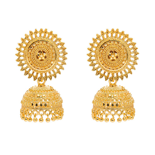Shining Jewel Traditional Gold Medium Sized  Classic Jhumki Earrings (SJ_1935_M)