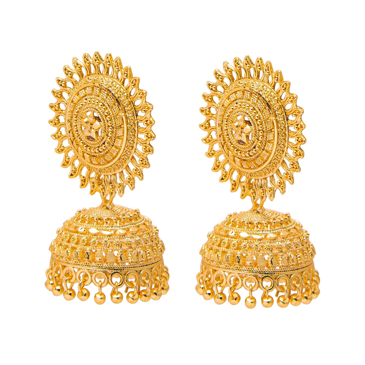 Shining Jewel Traditional Gold Medium Sized  Classic Jhumki Earrings (SJ_1935_M)