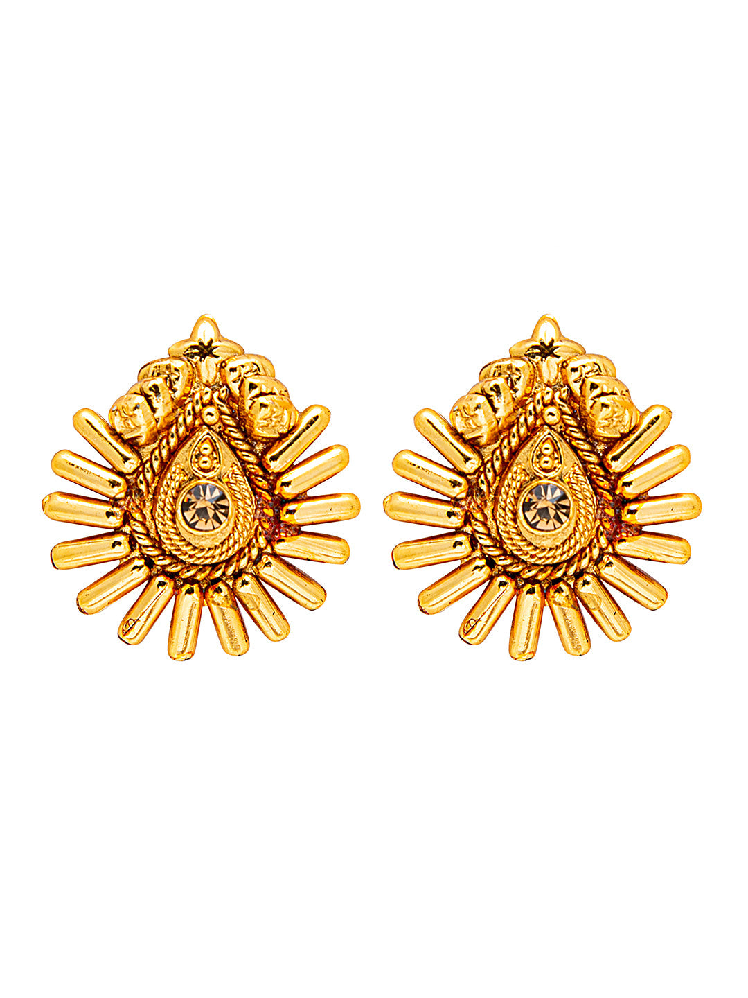 Shining Jewel Gold Plated Pearls and CZ studded Traditional Stud Earrings for Women (SJ_1938)