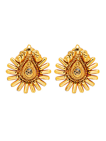 Shining Jewel Gold Plated Pearls and CZ studded Traditional Stud Earrings for Women (SJ_1938)