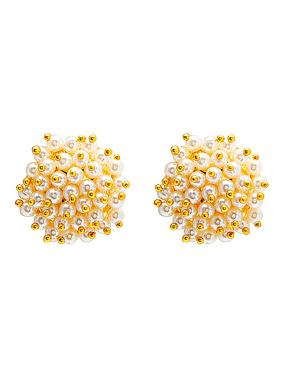 Shining Jewel Traditional Gold Pearl Stud Earrings for Women (SJ_1939_W)