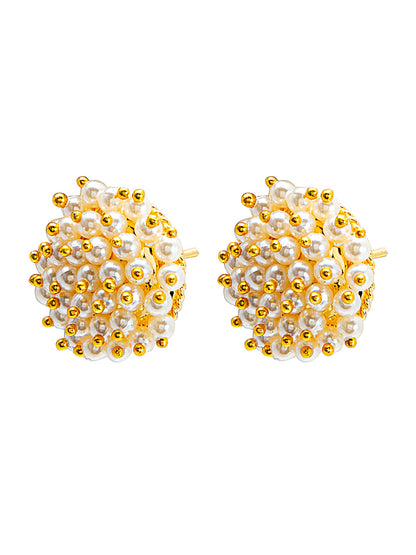 Shining Jewel Traditional Gold Pearl Stud Earrings for Women (SJ_1939_W)