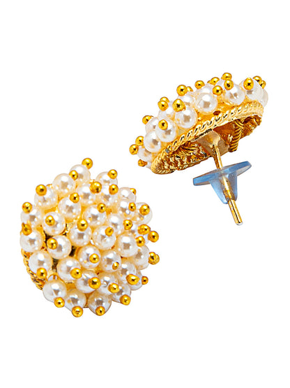 Shining Jewel Traditional Gold Pearl Stud Earrings for Women (SJ_1939_W)
