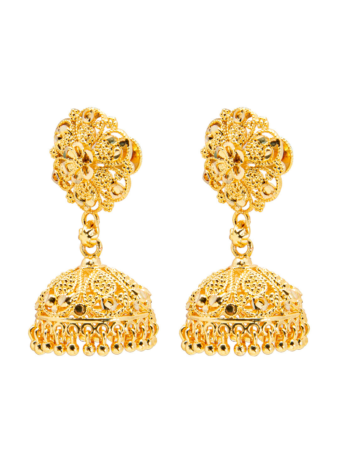 Shining Jewel Traditional Gold Designer Bridal Jhumki Earrings (SJ_1944)