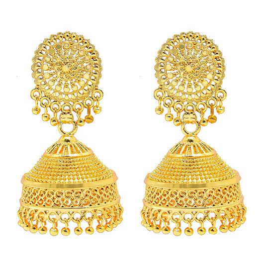 Shining Jewel Handcrafted Gold Plated Traditional Ethnic Jhumka Earrings Women (SJ_1947)