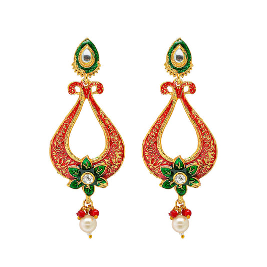 Shining Jewel Handcrafted Kundan, Pearl and Floral Design Earrings for Women (SJ_1951)