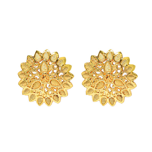 Shining Jewel Traditional Indain Ethnic Bridal Plain Gold Studs for Women (SJ_1952)