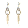 Shining Jewel Crystal and AD Gold Plated Fancy Western Style Chandelier Long Two Layers earrings for women (SJ_1955_G)