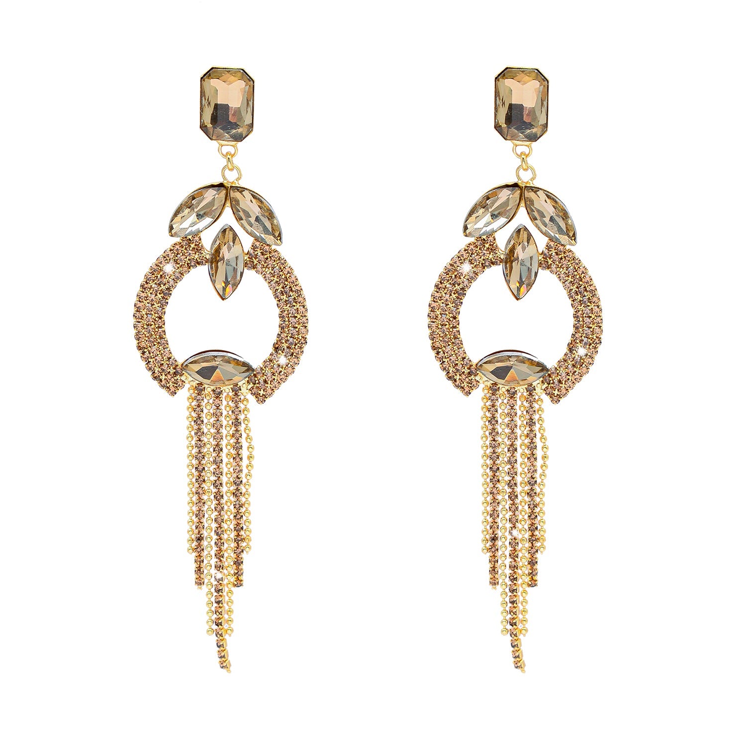 Buy AYESHA Womens Metallic Silver Chain Long Drop Diamante Studded Western  Earrings  Shoppers Stop