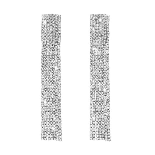 Shining Jewel Crystal and AD Silver Plated Fancy Western Style Cocktail Chandelier Long Shoulder Duster earrings for women (SJ_1957_S)