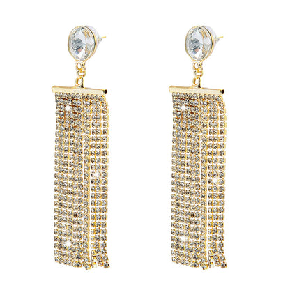 Shining Jewel Crystal and AD Gold Plated Fancy Western Style Cocktail Chandelier Long Shoulder Duster earrings for women (SJ_1958_G)