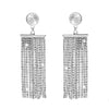 Shining Jewel Crystal and AD Silver Plated Fancy Western Style Cocktail Chandelier Long Shoulder Duster earrings for women (SJ_1958_S)