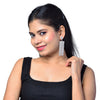 Shining Jewel Crystal and AD Silver Plated Fancy Western Style Cocktail Chandelier Long Shoulder Duster earrings for women (SJ_1958_S)