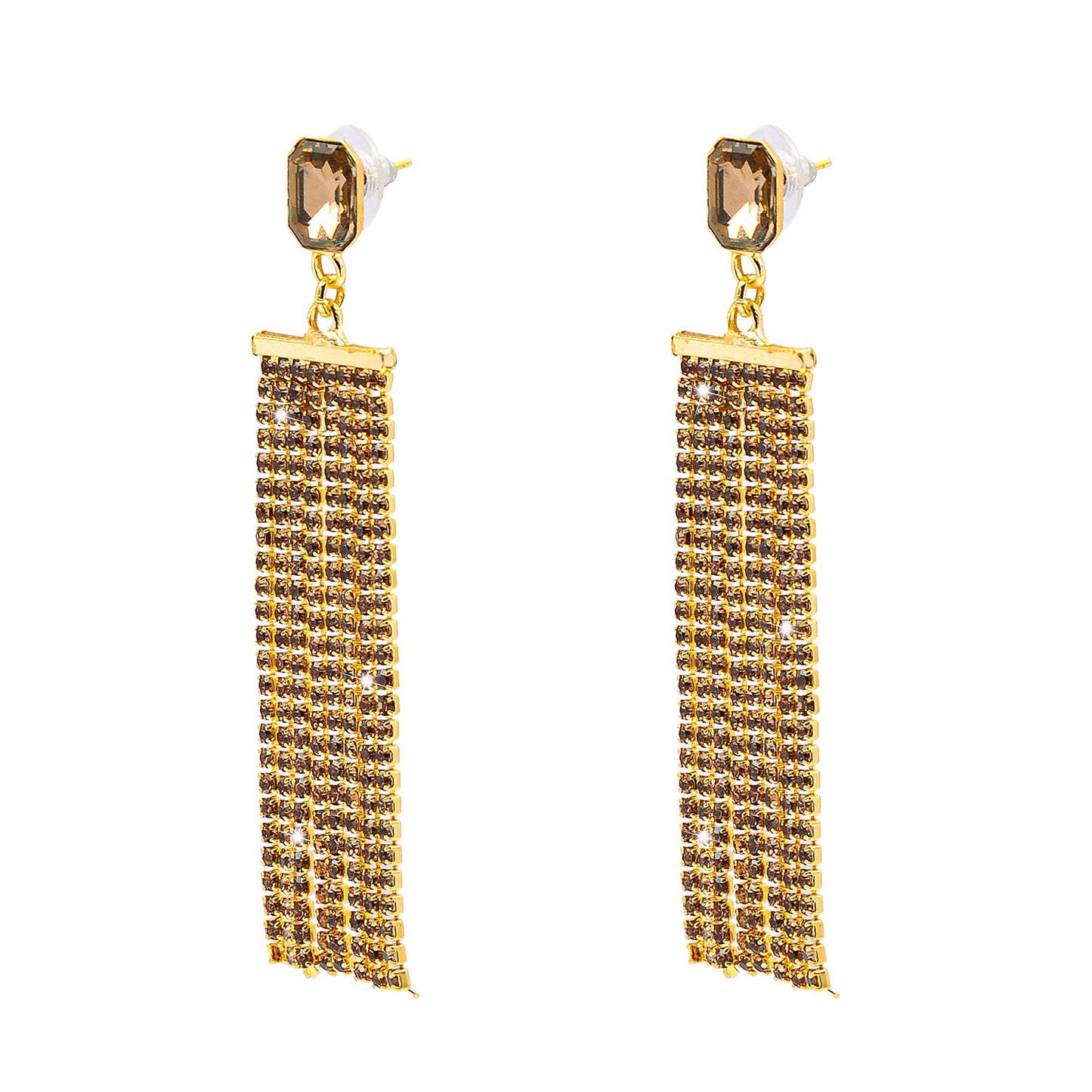 Shining Jewel Crystal and AD Gold Plated (LCT) Fancy Western Style Cocktail Chandelier Long  Shoulder Duster earrings for women (SJ_1959_LCT)