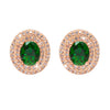 Shining Jewel Traditional CZ and  American Diamond Studded Rose Gold Plated Green Stone Stud Earrings for Women  (SJ_1960_RG_G)