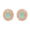 Shining Jewel Traditional CZ and  American Diamond Studded Rose Gold Plated Mint Green Stone Stud Earrings for Women  (SJ_1960_RG_LG)