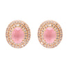 Shining Jewel Traditional CZ and  American Diamond Studded Rose Gold Plated  Pink Stone Stud Earrings for Women  (SJ_1960_RG_P)