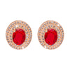 Shining Jewel Traditional CZ and  American Diamond Studded Rose Gold Plated  Red Stone Stud Earrings for Women  (SJ_1960_RG_R)