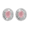 Shining Jewel Traditional CZ and American Diamond Studded Silver Plated Pink Stone Stud Earrings for Women (SJ_1960_S_P)