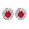 Shining Jewel Traditional CZ and  American Diamond Studded Silver Plated  Red Stone Stud Earrings for Women  (SJ_1960_S_R)