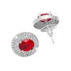 Shining Jewel Traditional CZ and  American Diamond Studded Silver Plated  Red Stone Stud Earrings for Women  (SJ_1960_S_R)