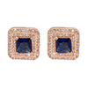Shining Jewel Traditional CZ and  American Diamond Studded Rose Gold Plated Royal Blue Stone Stud Earrings for Women  (SJ_1961_RG_BL)