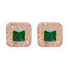 Shining Jewel Traditional CZ and  American Diamond Studded Rose Gold Plated Green Stone Stud Earrings for Women  (SJ_1961_RG_G)