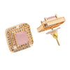 Traditional CZ and American Diamond Studded Rose Gold Plated Royal Pink Stone Stud Earrings for Women (SJ_1961_RG_P)