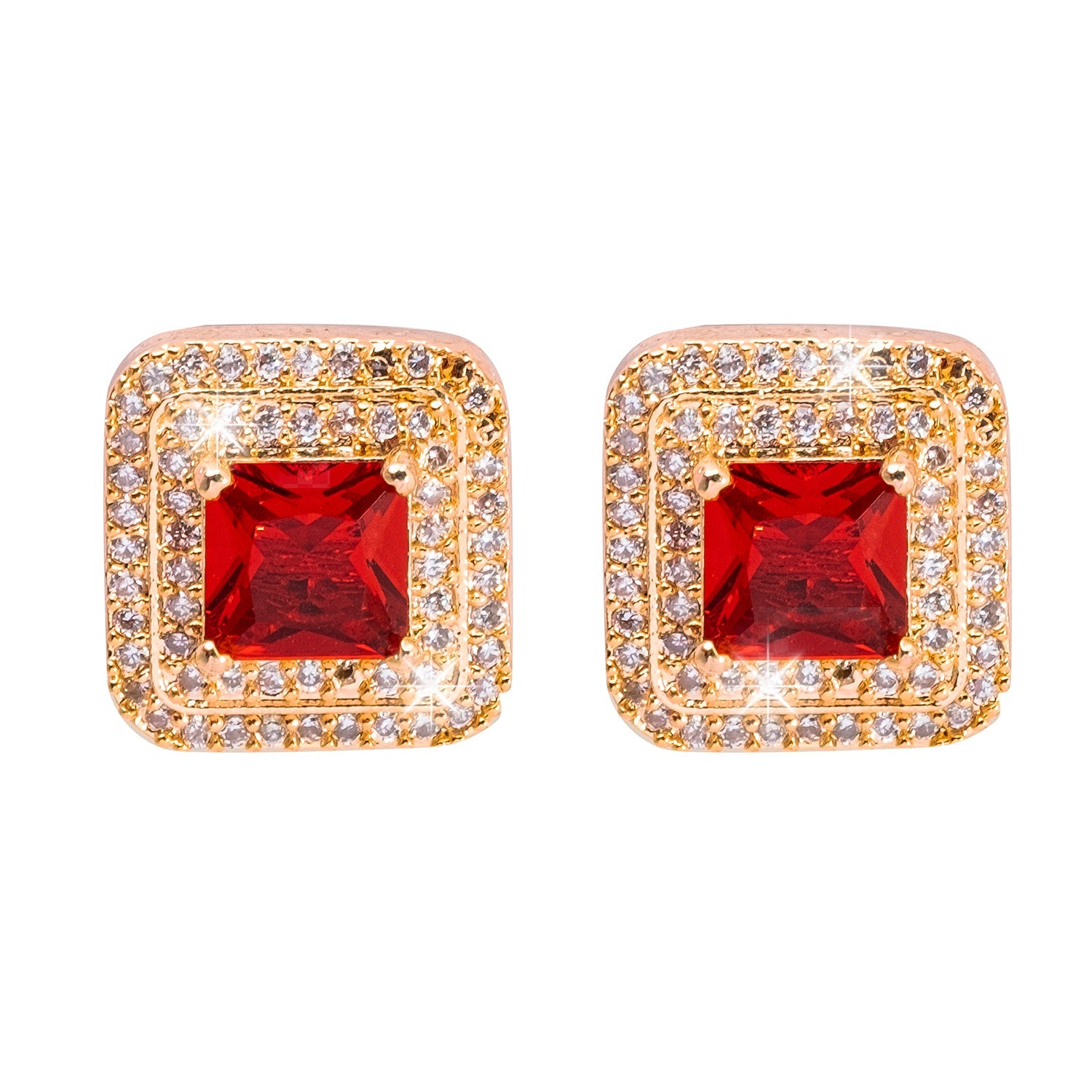 14K Red Stone Studded Latest Designer Gold Earrings | PC Chandra