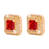 Shining Jewel Traditional CZ and American Diamond Studded Rose Gold Plated Royal Red Stone Stud Earrings for Women (SJ_1961_RG_R)