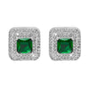 Shining Jewel Traditional CZ and  American Diamond Studded Silver Plated  Green Stone Stud Earrings for Women  (SJ_1961_S_G)