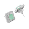 Shining Jewel Traditional CZ and  American Diamond Studded Silver Plated  Mint Green Stone Stud Earrings for Women  (SJ_1961_S_LG)