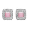 Shining Jewel Traditional CZ and  American Diamond Studded Silver Plated  Pink Stone Stud Earrings for Women  (SJ_1961_S_P)