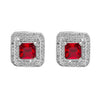 Shining Jewel Traditional CZ and  American Diamond Studded Silver Plated  Red Stone Stud Earrings for Women  (SJ_1961_S_R)