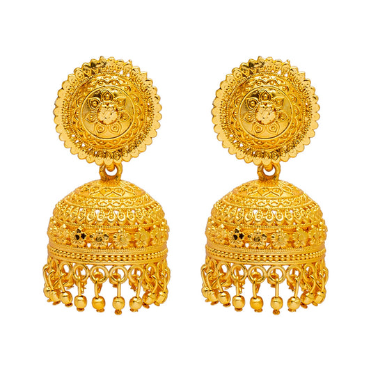 Shining Jewel Traditional Gold Medium Sized Classic Jhumki Earrings (SJ_1962)