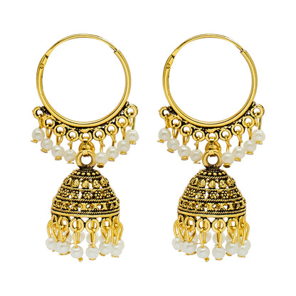 Shining Jewel Handcrafted Antique Gold Plated Designer Oxidised Traditional Jhumka Bali Earrings Women (SJ_1969)