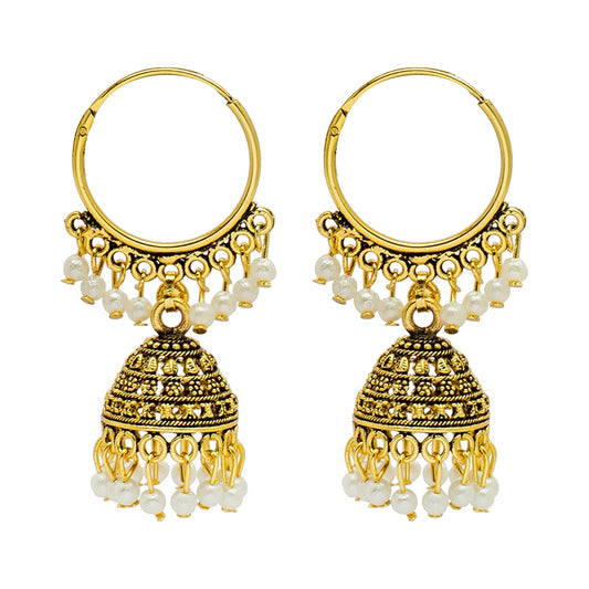 Shining Jewel Handcrafted Antique Gold Plated Designer Oxidised Traditional Jhumka Bali Earrings Women (SJ_1969)