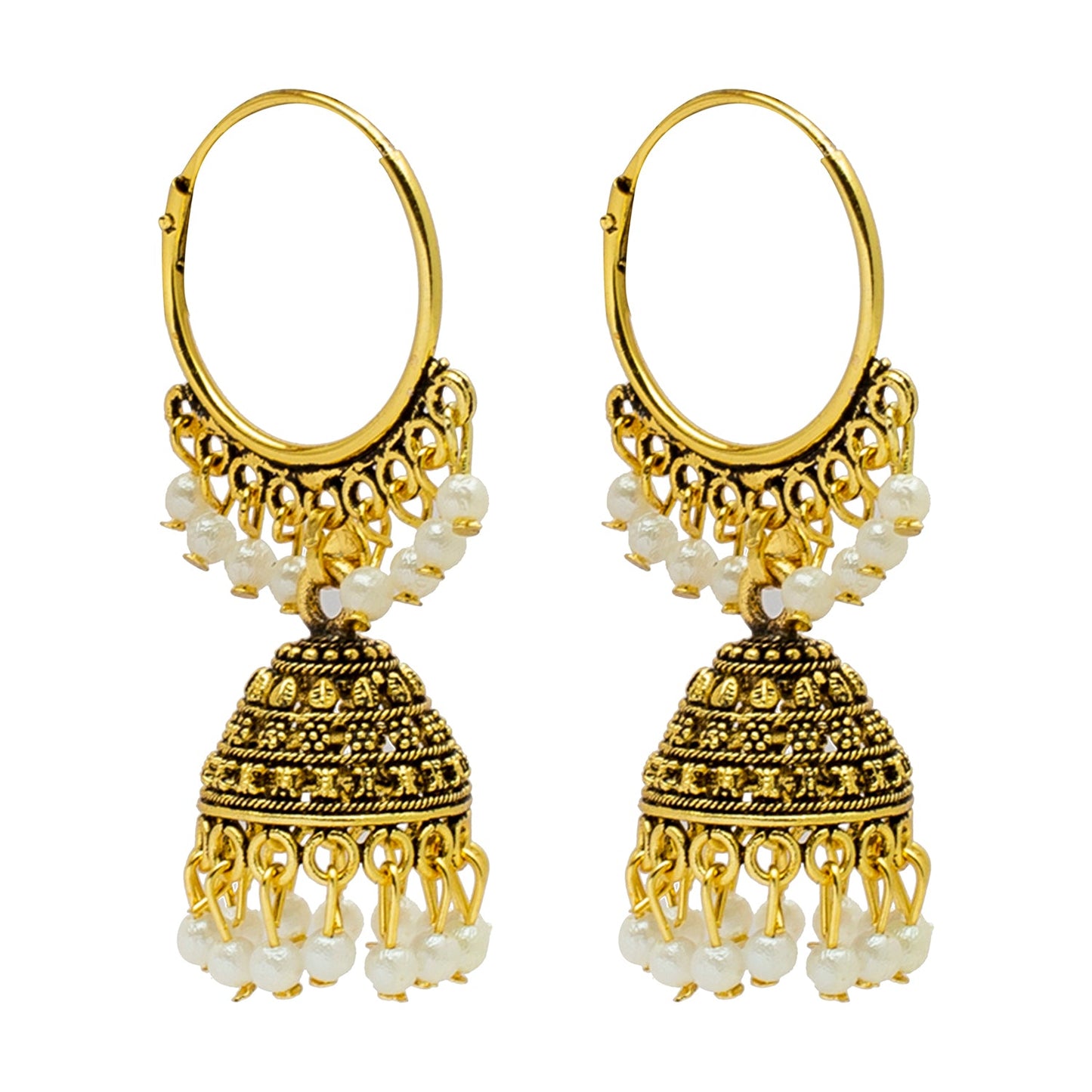 Shining Jewel Handcrafted Antique Gold Plated Designer Oxidised Traditional Jhumka Bali Earrings Women (SJ_1969)