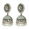 Shining Jewel Antique Silver Plated Oxidised Traditional Jhumka With CZ & Pearls Earrings for Women (SJ_1971)