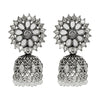 Shining Jewel Antique Silver Plated Oxidised Traditional Jhumka With CZ & Pearls Earrings for Women (SJ_1973)