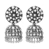 Shining Jewel Antique Silver Plated Oxidised Traditional Jhumka With CZ & Pearls Earrings for Women (SJ_1975)