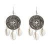 Shining Jewel Antique Silver Stylish Round Cowrie Design Stud Earrings Jewellery for Women (SJ_1983)