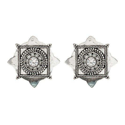 Shining Jewel Antique Silver, AD Stud Earrings for Women (SJ_1984)