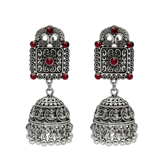 Shining Jewel Traditional Indian Antique Oxidised Silver Stylish Jhumki Earrings for Women Girls (SJ_1988)