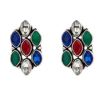 Shining Jewel Green Stone Stud Earrings for Women Girls (SJ_1989)