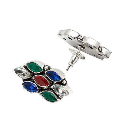 Shining Jewel Green Stone Stud Earrings for Women Girls (SJ_1989)