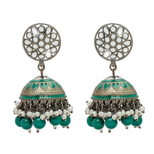 Shining Jewel Silver Plated , Pearl Jhumka Earrings (SJ_1990_G)