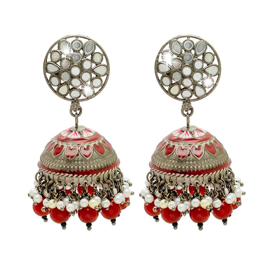 Shining Jewel Silver Plated , Pearl Jhumka Earrings (SJ_1990_M)