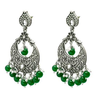 Shining Jewel Traditional Indian Antique Silver Oxidized Stylish Chandbali Earrings for Women & Girls (SJ_1991_G)